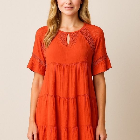 Patrons of Peace Dresses & Skirts - Patrons of Peace Boho Coral Tunic Dress Size Small